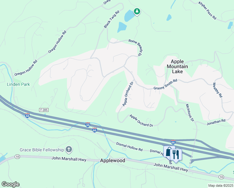 map of restaurants, bars, coffee shops, grocery stores, and more near 1332 King David Drive in Linden