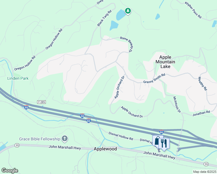 map of restaurants, bars, coffee shops, grocery stores, and more near 1332 King David Drive in Linden