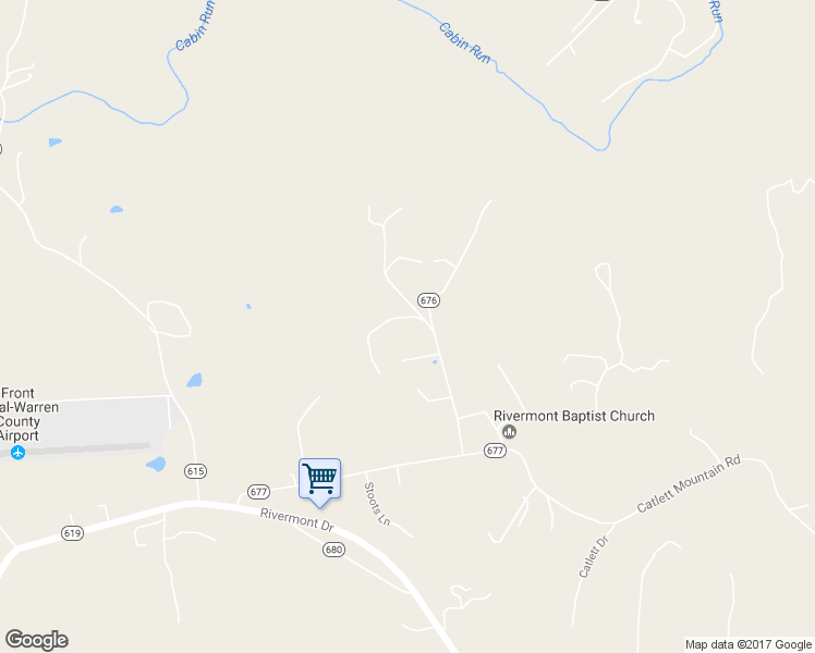 map of restaurants, bars, coffee shops, grocery stores, and more near 57 Hugh Henry Lane in Front Royal