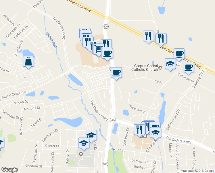 map of restaurants, bars, coffee shops, grocery stores, and more near 42822 Nations Street in Chantilly