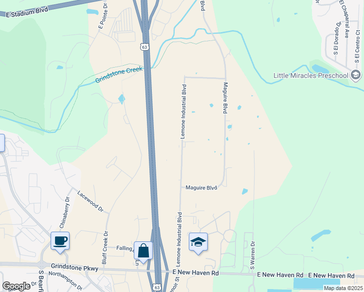 map of restaurants, bars, coffee shops, grocery stores, and more near 2810 Lemone Industrial Boulevard in Columbia