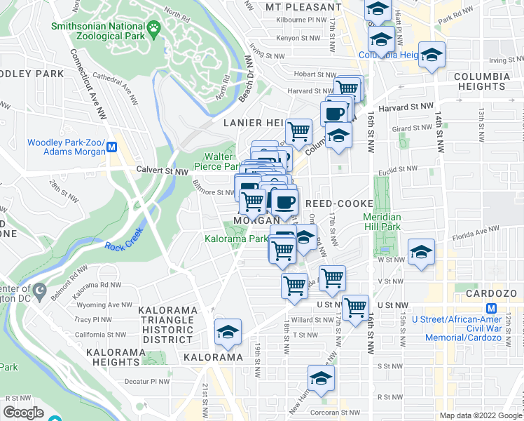 map of restaurants, bars, coffee shops, grocery stores, and more near 101 Independence Avenue Southeast in Washington