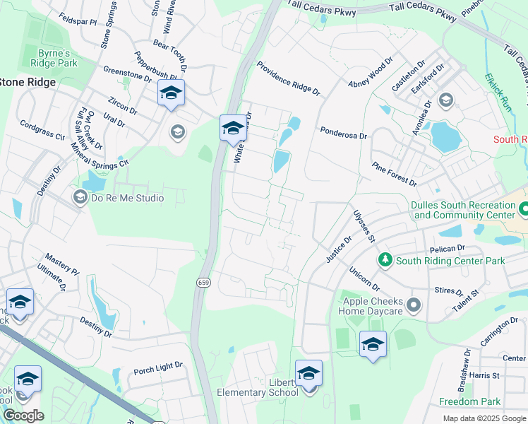 map of restaurants, bars, coffee shops, grocery stores, and more near 25170 Beach Place in Chantilly