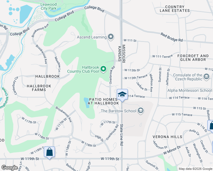 map of restaurants, bars, coffee shops, grocery stores, and more near 11325 High Drive in Leawood