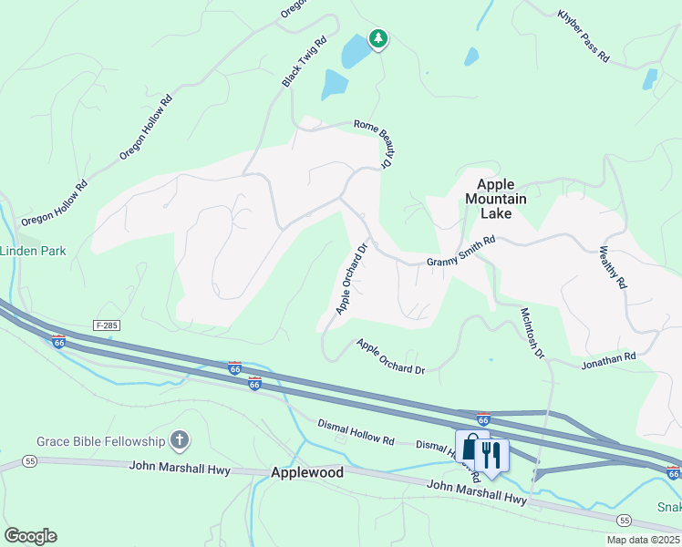 map of restaurants, bars, coffee shops, grocery stores, and more near 112 Apple Orchard Drive in Linden
