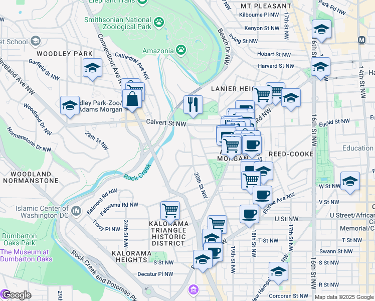 map of restaurants, bars, coffee shops, grocery stores, and more near 2001 Allen Place Northwest in Washington