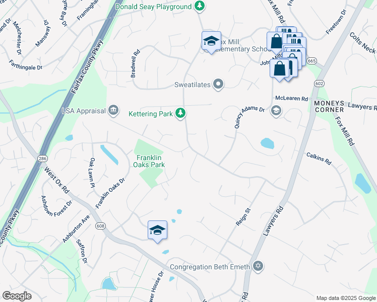 map of restaurants, bars, coffee shops, grocery stores, and more near 2708 Viking Drive in Herndon