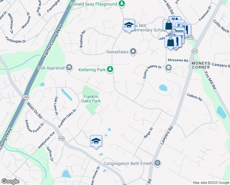 map of restaurants, bars, coffee shops, grocery stores, and more near 2708 Viking Drive in Herndon