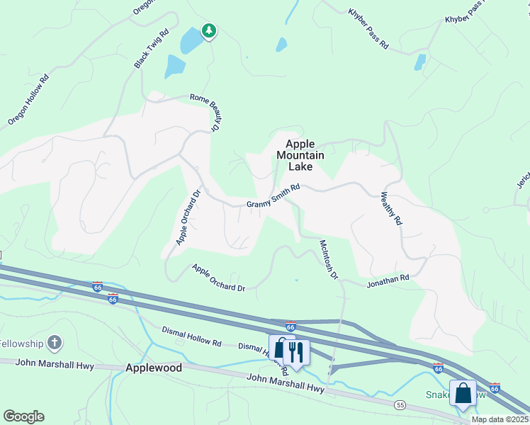 map of restaurants, bars, coffee shops, grocery stores, and more near 356 Granny Smith Road in Linden
