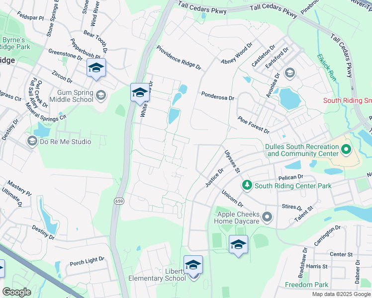 map of restaurants, bars, coffee shops, grocery stores, and more near 25227 Beach Place in Chantilly