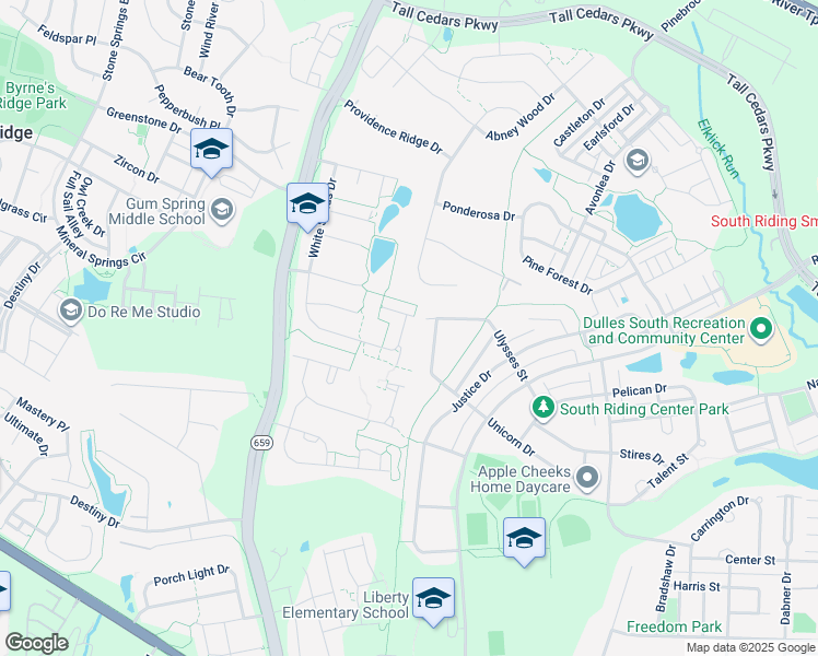 map of restaurants, bars, coffee shops, grocery stores, and more near 25227 Beach Place in Chantilly