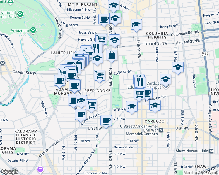 map of restaurants, bars, coffee shops, grocery stores, and more near 101 Independence Avenue Southeast in Washington