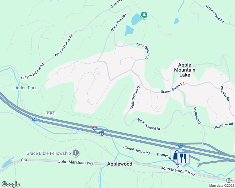 map of restaurants, bars, coffee shops, grocery stores, and more near 1331 King David Drive in Linden