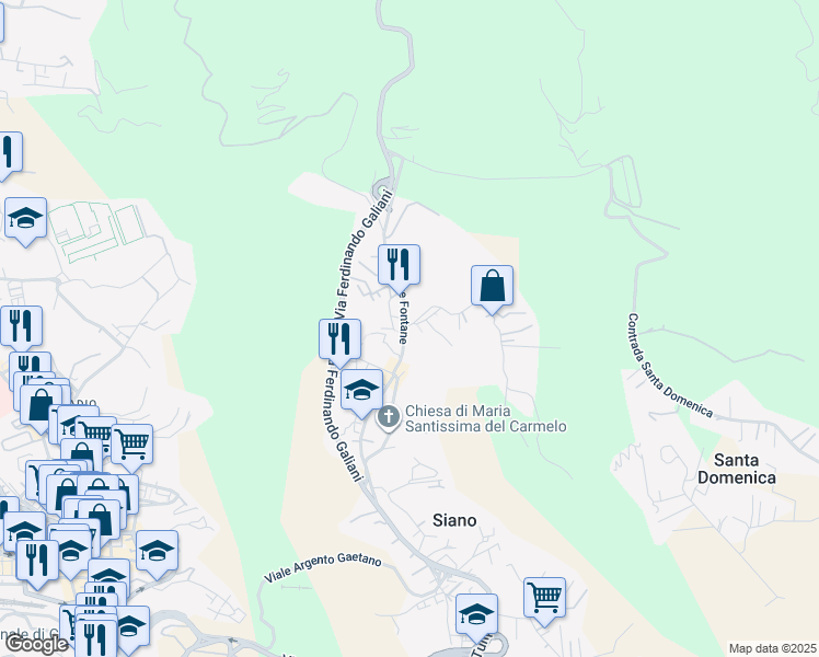 map of restaurants, bars, coffee shops, grocery stores, and more near 26 Via Tre Fontane in Siano