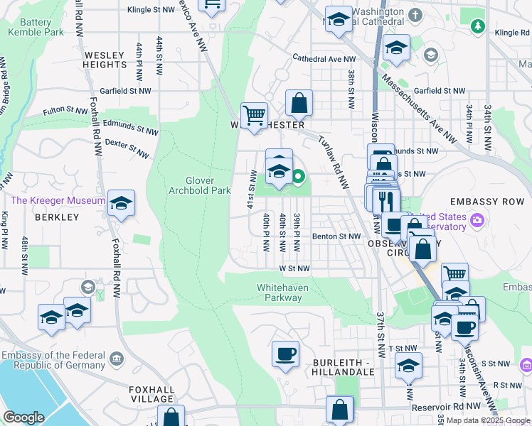 map of restaurants, bars, coffee shops, grocery stores, and more near 4004 Beecher Street Northwest in Washington