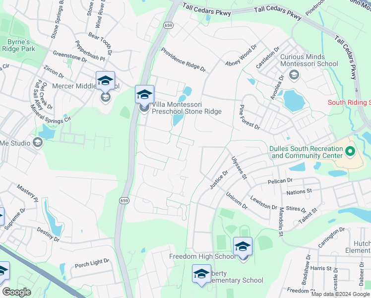 map of restaurants, bars, coffee shops, grocery stores, and more near 25226 Beach Place in Chantilly
