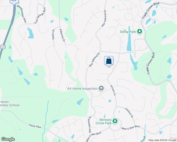 map of restaurants, bars, coffee shops, grocery stores, and more near 1149 Brushup Lane in Union