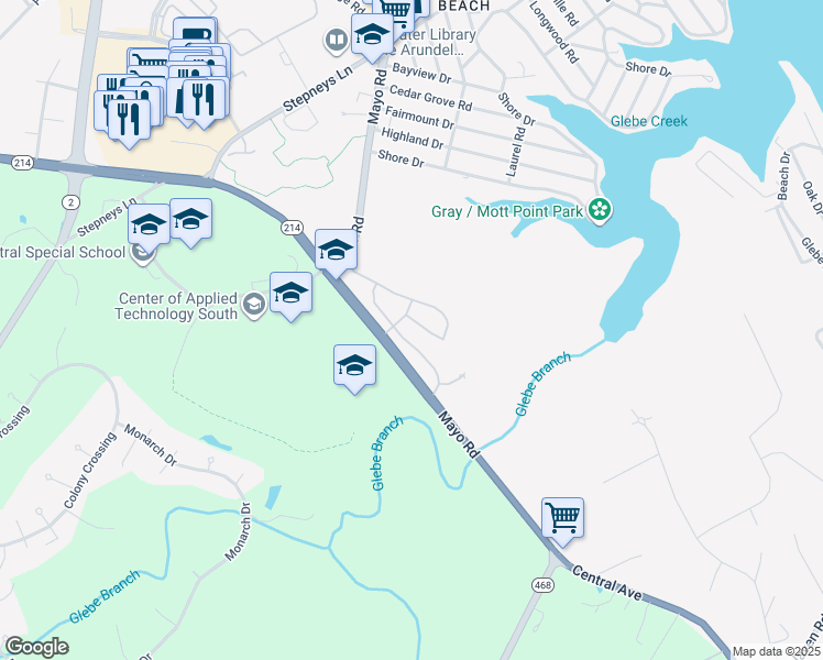 map of restaurants, bars, coffee shops, grocery stores, and more near 302 Dawnwood Road in Edgewater