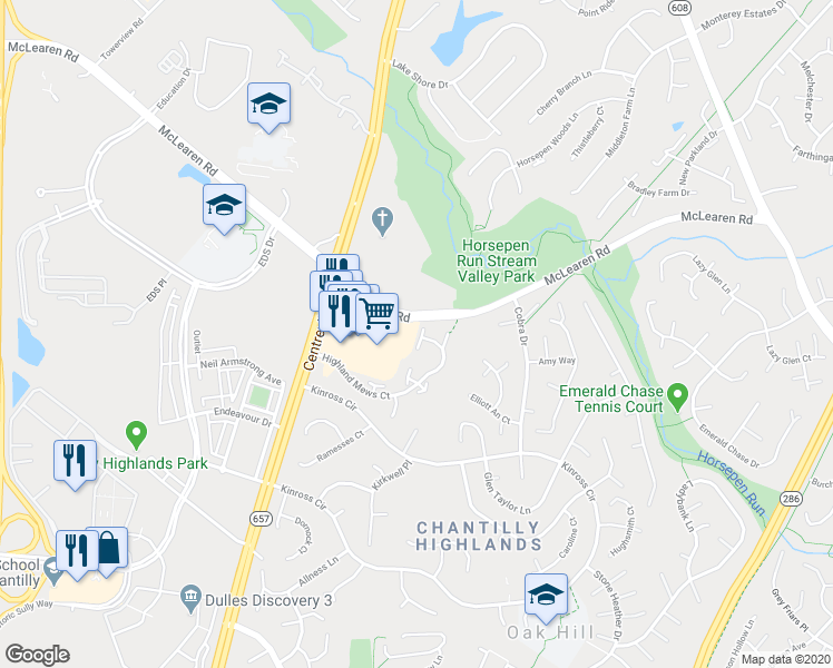 map of restaurants, bars, coffee shops, grocery stores, and more near 3008 McMaster Court in Herndon