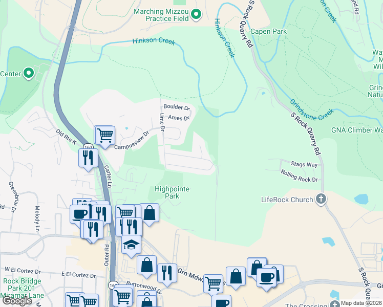 map of restaurants, bars, coffee shops, grocery stores, and more near 901 Norman Drive in Columbia