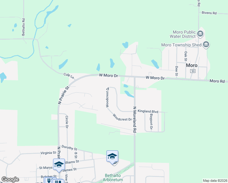 map of restaurants, bars, coffee shops, grocery stores, and more near 66 Woodcrest Drive in Bethalto