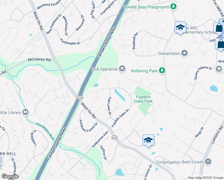 map of restaurants, bars, coffee shops, grocery stores, and more near 12940 Oak Lawn Place in Herndon