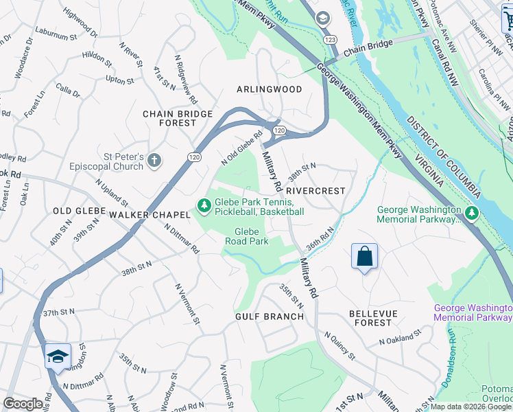 map of restaurants, bars, coffee shops, grocery stores, and more near 3811 North Richmond Street in Arlington