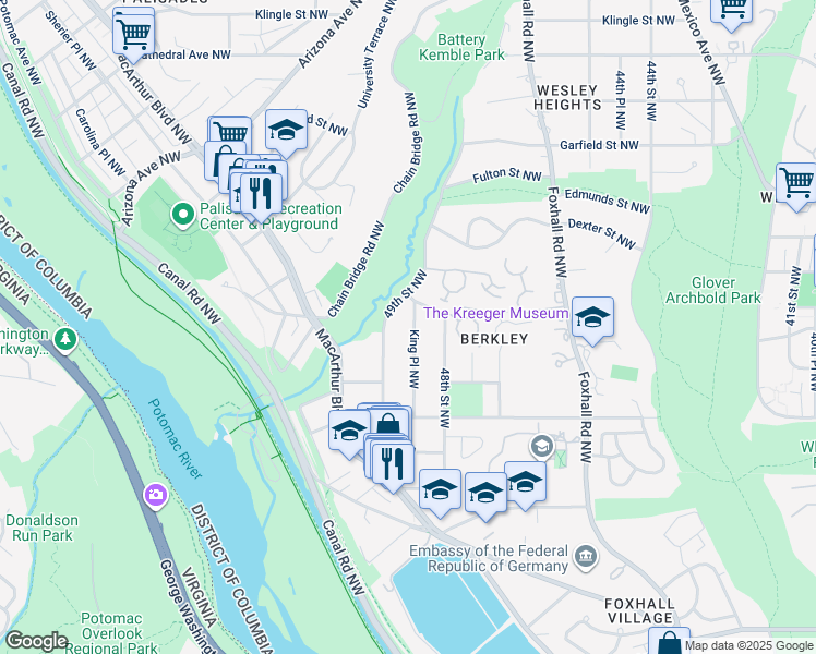 map of restaurants, bars, coffee shops, grocery stores, and more near 2354 King Place Northwest in Washington