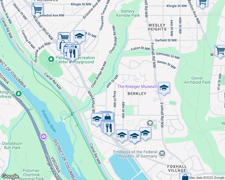 map of restaurants, bars, coffee shops, grocery stores, and more near 2354 King Place Northwest in Washington