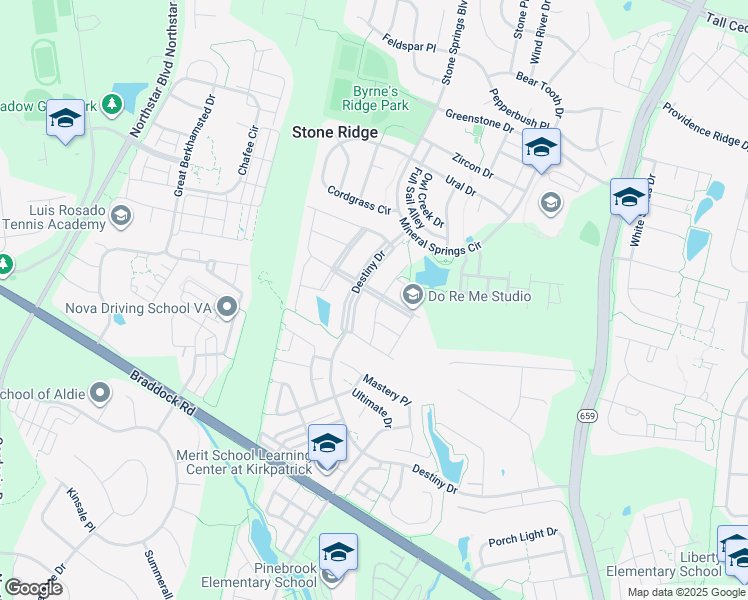 map of restaurants, bars, coffee shops, grocery stores, and more near 25155 Hummocky Terrace in Aldie