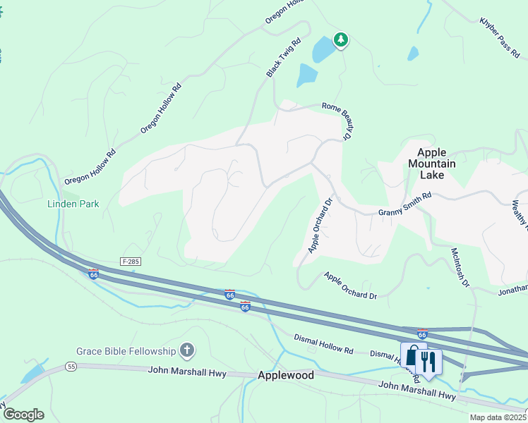 map of restaurants, bars, coffee shops, grocery stores, and more near 71 King David Drive in Linden