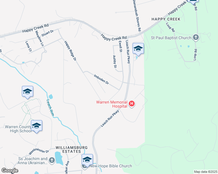 map of restaurants, bars, coffee shops, grocery stores, and more near 1325 Imboden Drive in Front Royal
