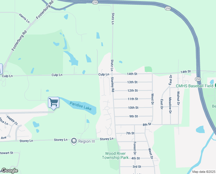 map of restaurants, bars, coffee shops, grocery stores, and more near 314 Aladdin Avenue in Alton