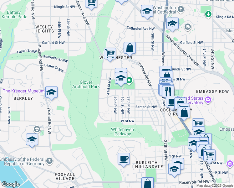 map of restaurants, bars, coffee shops, grocery stores, and more near 2339 40th Place Northwest in Washington