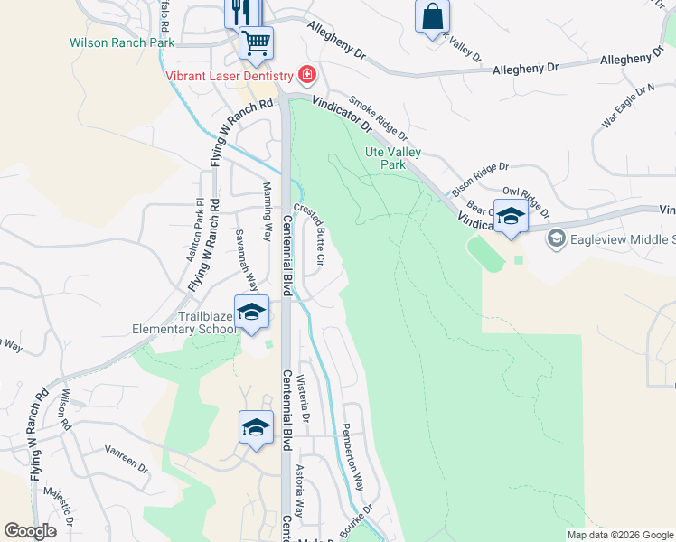 map of restaurants, bars, coffee shops, grocery stores, and more near 6250 Rendezvous Trail in Colorado Springs