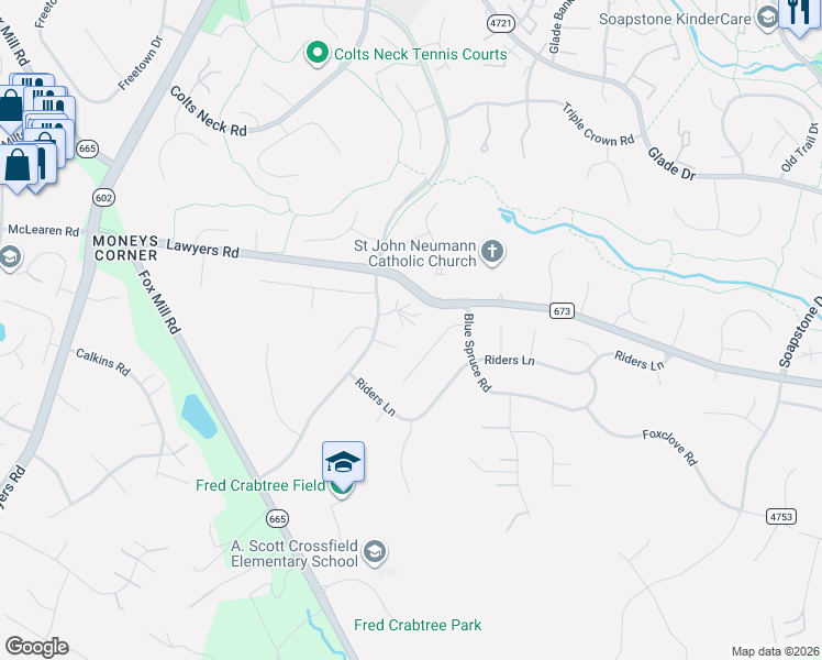 map of restaurants, bars, coffee shops, grocery stores, and more near 12005 Turf Lane in Reston