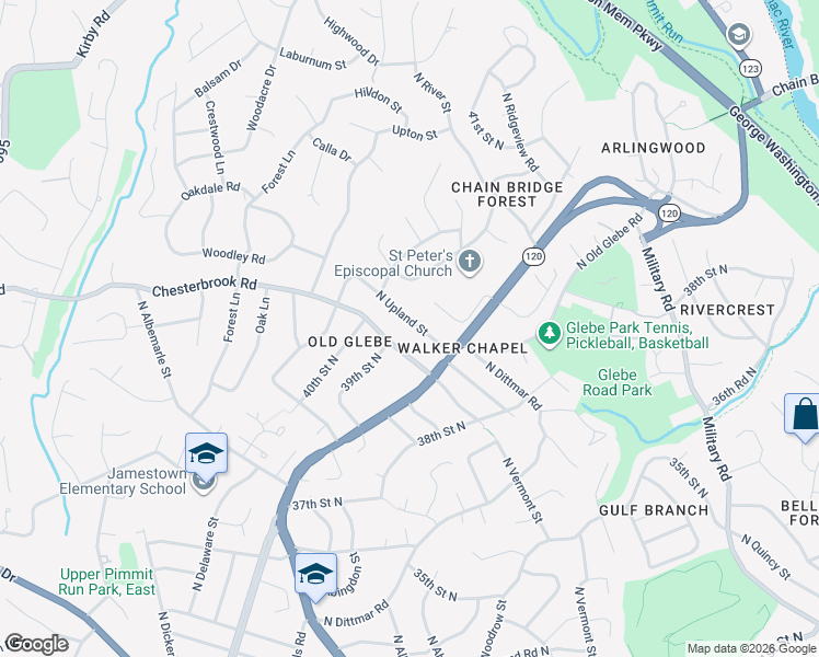 map of restaurants, bars, coffee shops, grocery stores, and more near 3912 North Upland Street in Arlington