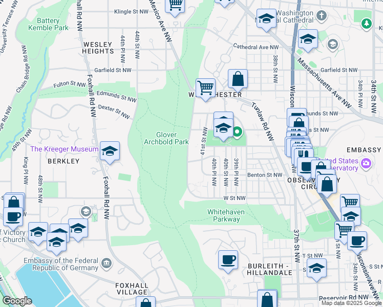 map of restaurants, bars, coffee shops, grocery stores, and more near 2325 42nd Street Northwest in Washington