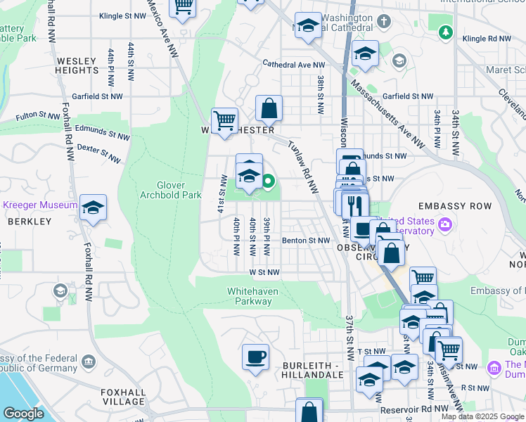 map of restaurants, bars, coffee shops, grocery stores, and more near 2450 39th Place Northwest in Washington