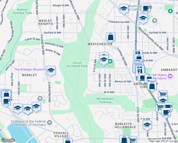 map of restaurants, bars, coffee shops, grocery stores, and more near 2325 42nd Street Northwest in Washington
