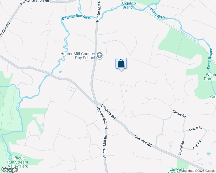 map of restaurants, bars, coffee shops, grocery stores, and more near 2033 Hunter Mill Road in Vienna
