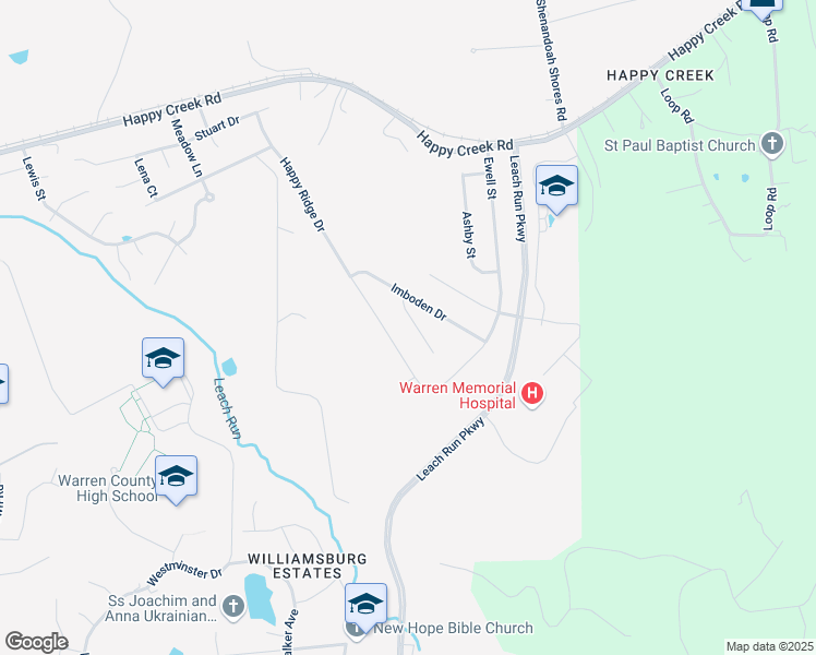 map of restaurants, bars, coffee shops, grocery stores, and more near 1409 Picket Court in Front Royal