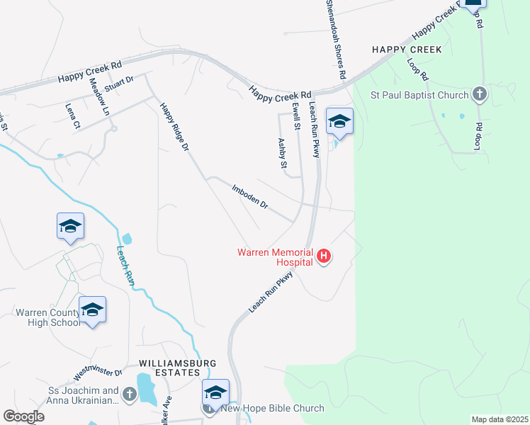 map of restaurants, bars, coffee shops, grocery stores, and more near 1323 Imboden Drive in Front Royal