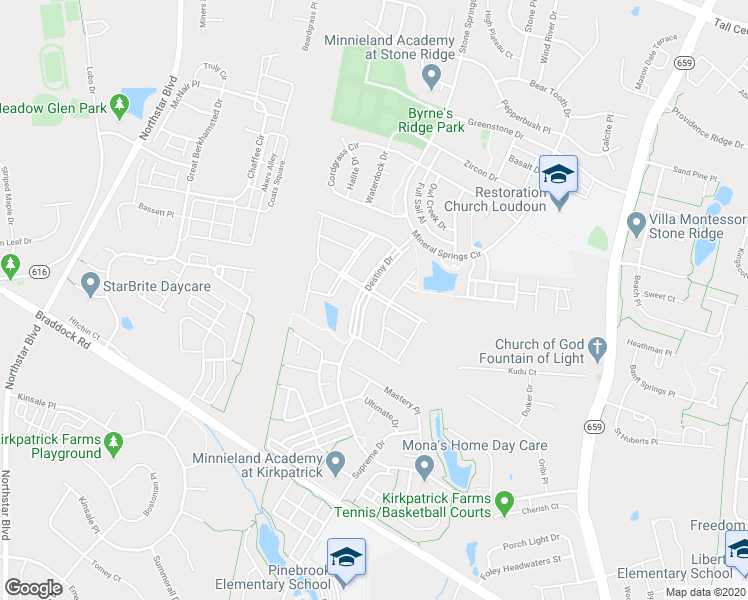 map of restaurants, bars, coffee shops, grocery stores, and more near 25142 Fluvial Terrace in Aldie