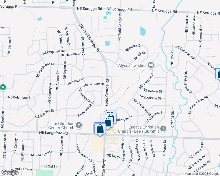 map of restaurants, bars, coffee shops, grocery stores, and more near 600 Northeast Mimosa Drive in Lee's Summit