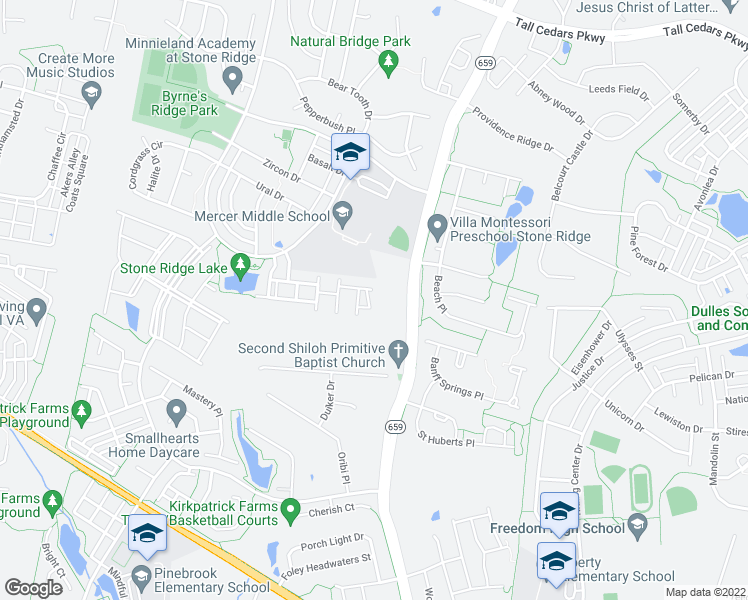 map of restaurants, bars, coffee shops, grocery stores, and more near 25138 Boomerang Terrace in Aldie