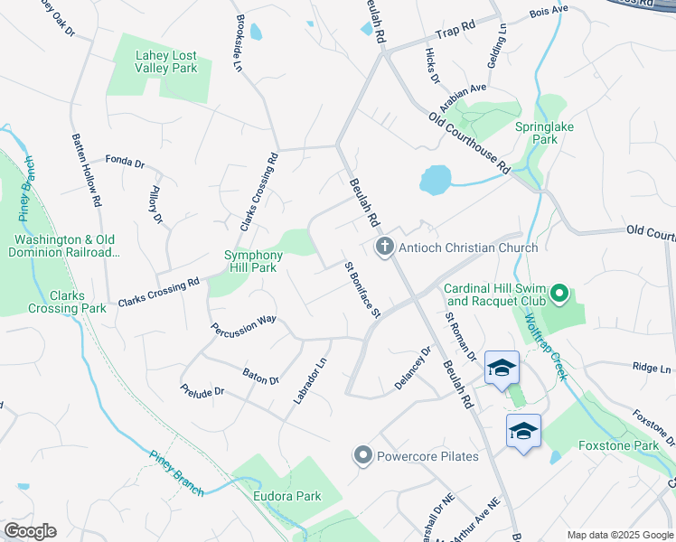map of restaurants, bars, coffee shops, grocery stores, and more near 9503 Blythe Dale Court in Vienna