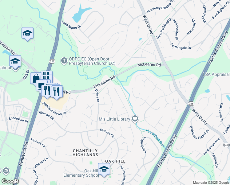 map of restaurants, bars, coffee shops, grocery stores, and more near 2904 Mother Well Court in Herndon