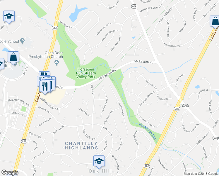 map of restaurants, bars, coffee shops, grocery stores, and more near 2904 Mother Well Court in Herndon