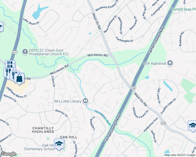 map of restaurants, bars, coffee shops, grocery stores, and more near 2908 Robin Glen Court in Herndon